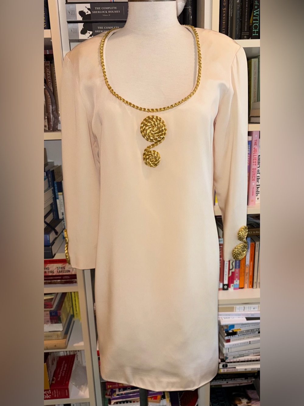 Vintage Pamela Dennis Cream Gold Dress